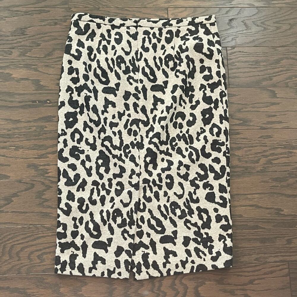 Iris Setlakwe Cheetah Leopard Print Wool Blend Pencil Midi Skirt Size 10 - Picture 3 of 9